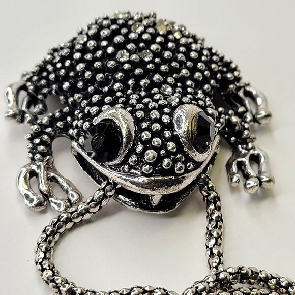 Statement Silver Frog Necklace - Picture 3 of 9